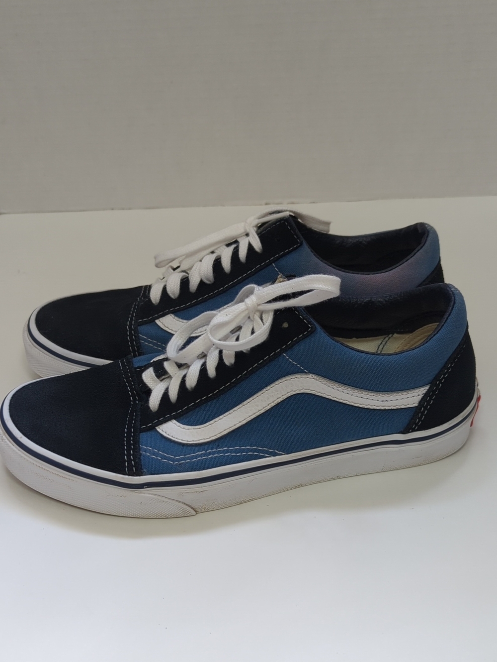 Vans Classic Old Skool Sneakers Sz 6.5 Mens Flat Soles Low Cut Stripe Blue Black